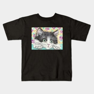 Cute kitten cat art Kids T-Shirt